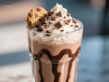 巧克力奶昔配饼干和奶油