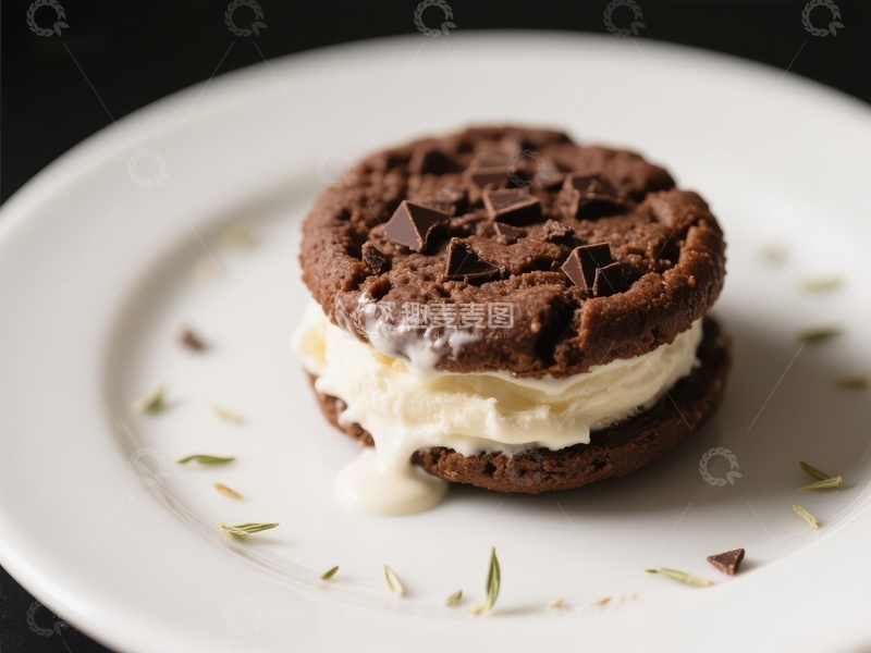 高清大图下载【趣麦麦图】巧克力夹心饼干配奶油