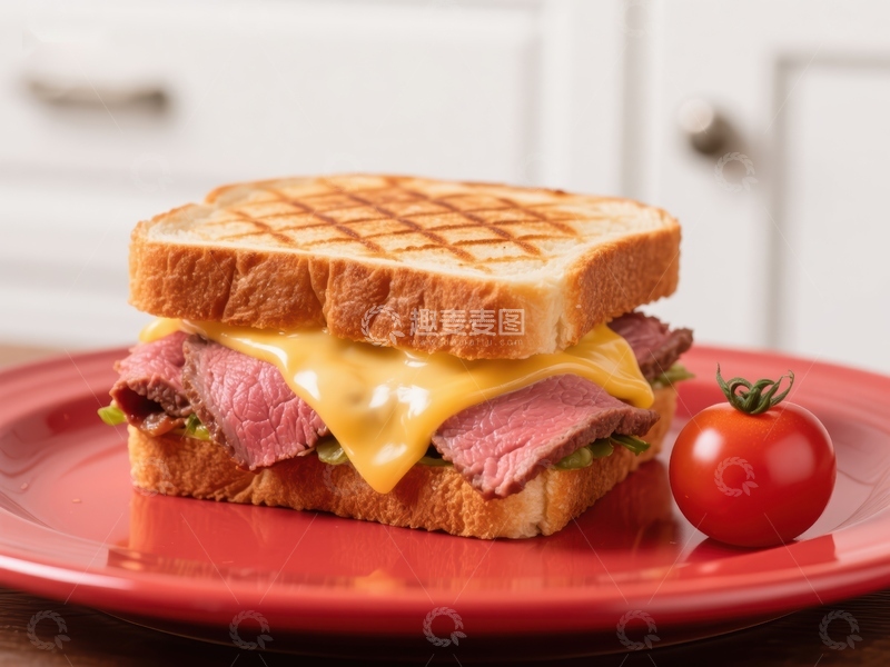 高清大图下载【趣麦麦图】烤牛肉芝士三明治