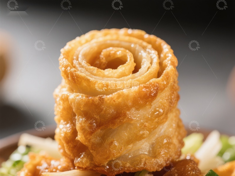 高清大图下载【趣麦麦图】金黄酥脆的螺旋状美食