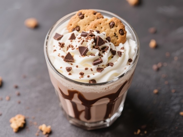 巧克力奶昔配饼干和奶油