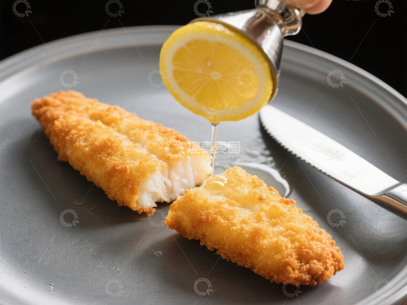高清大图下载【趣麦麦图】柠檬汁浇灌金黄炸鱼条