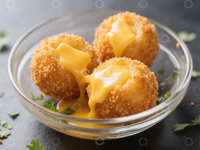 高清大图下载【趣麦麦图】金黄酥脆的芝士球配浓郁酱汁