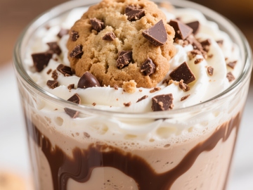 巧克力奶昔配饼干和奶油