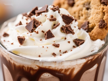 巧克力奶昔配奶油和饼干
