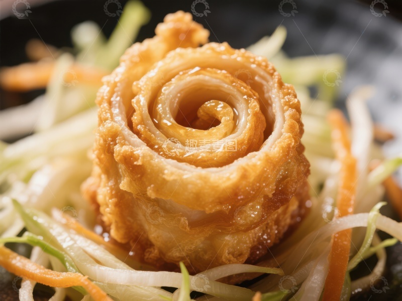 高清大图下载【趣麦麦图】金黄玫瑰花卷配蔬菜沙拉