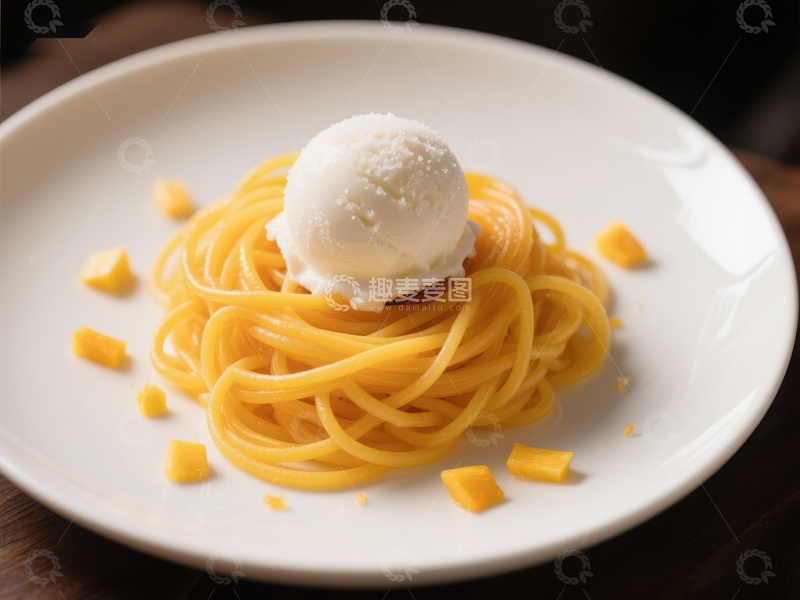 高清大图下载【趣麦麦图】意面配冰淇淋创意美食