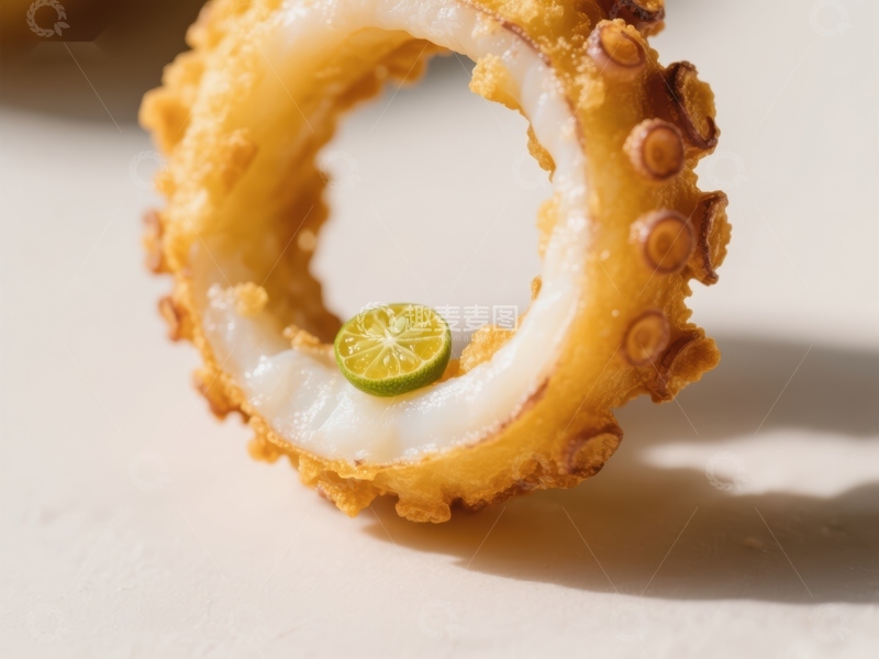 高清大图下载【趣麦麦图】酥脆鱿鱼圈配青柠片