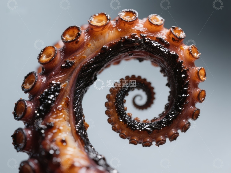 高清大图下载【趣麦麦图】螺旋卷曲的章鱼触手特写