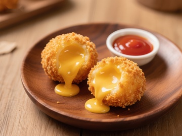 金黄酥脆的蛋黄酱炸球配番茄酱