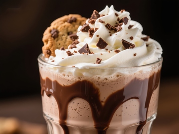 巧克力奶昔配奶油和饼干