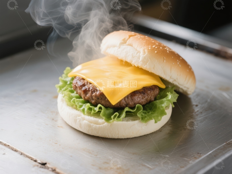 高清大图下载【趣麦麦图】热腾腾的芝士汉堡