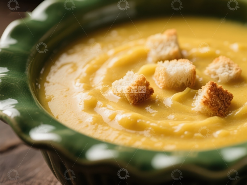 高清大图下载【趣麦麦图】奶油南瓜汤配面包丁
