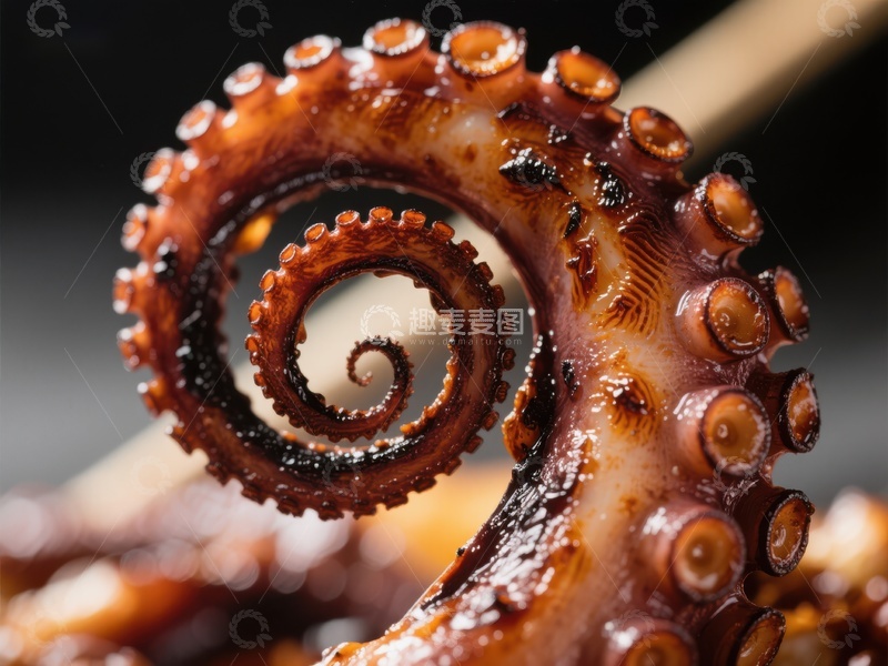 高清大图下载【趣麦麦图】特写章鱼触手，纹理清晰