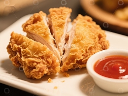 酥脆炸鸡配番茄酱