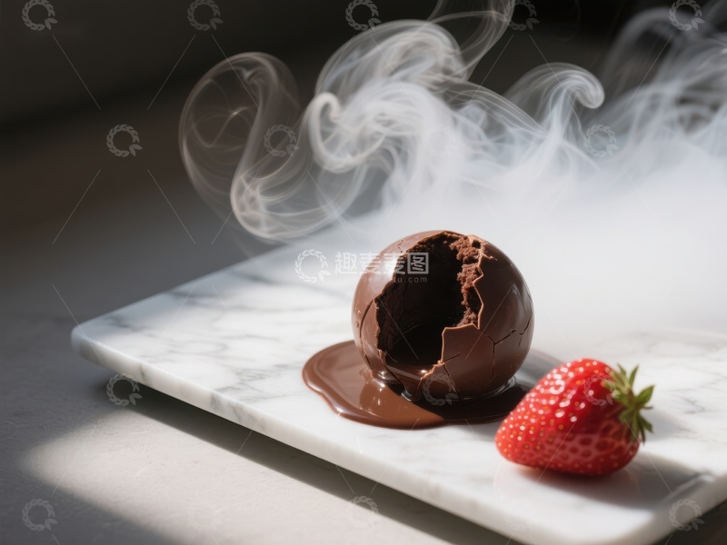 高清大图下载【趣麦麦图】烟雾缭绕的巧克力球与草莓