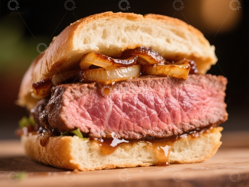 高清大图下载【趣麦麦图】多汁牛肉汉堡配焦糖洋葱