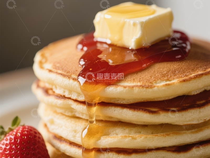 高清大图下载【趣麦麦图】热腾腾的煎饼配黄油和糖浆
