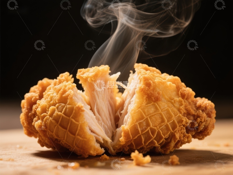 高清大图下载【趣麦麦图】热腾腾的炸鸡块，香气四溢