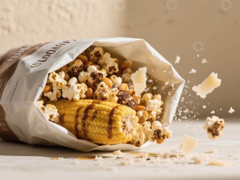 高清大图下载【趣麦麦图】爆米花与玉米棒的美味组合