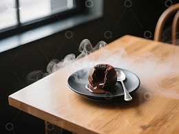 热巧克力甜品散发蒸汽
