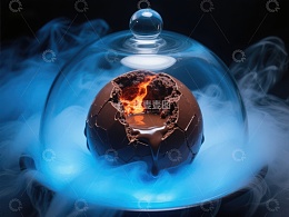熔岩巧克力球在烟雾中散发光芒