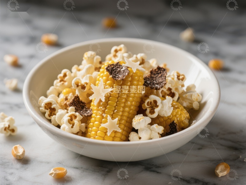 高清大图下载【趣麦麦图】爆米花与玉米棒的创意组合