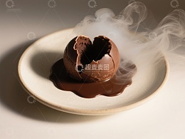 巧克力蛋破裂，热气腾腾