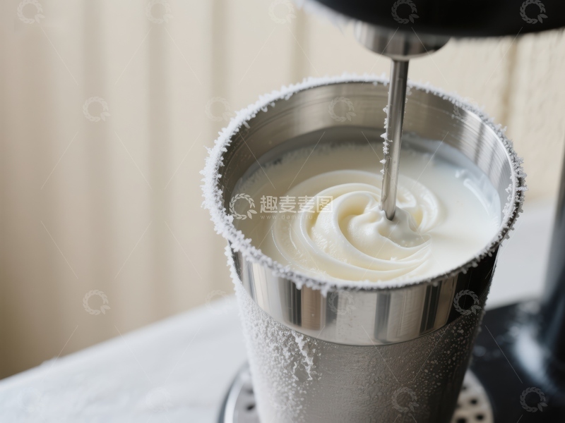 高清大图下载【趣麦麦图】搅拌机打发奶油的特写