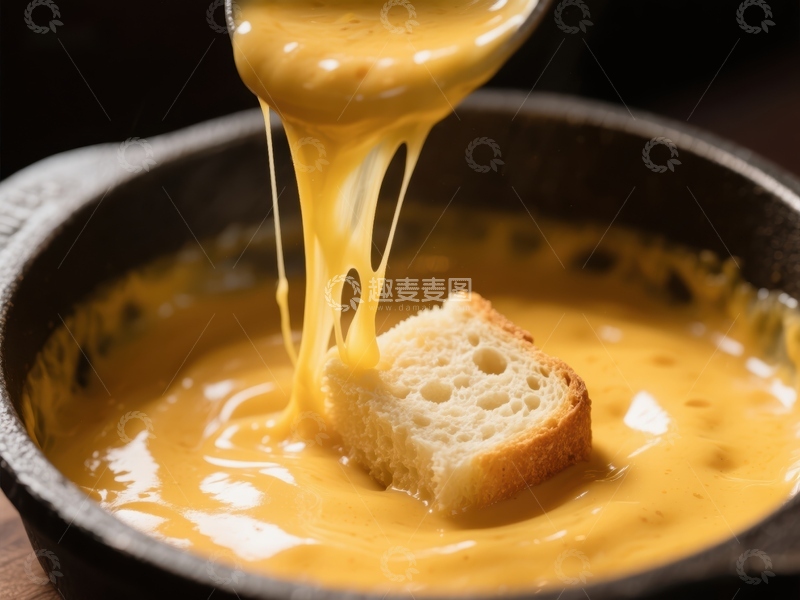 高清大图下载【趣麦麦图】芝士火锅与面包片的完美结合