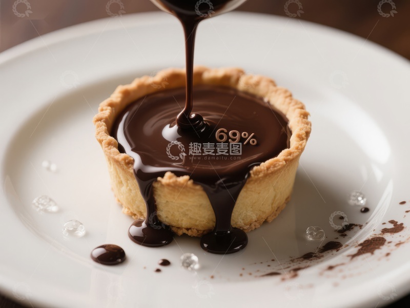 高清大图下载【趣麦麦图】浓郁巧克力酱浇灌的甜挞