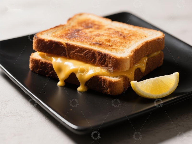 高清大图下载【趣麦麦图】金黄烤面包夹融化的奶酪