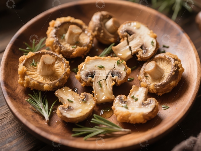 高清大图下载【趣麦麦图】烤蘑菇配迷迭香