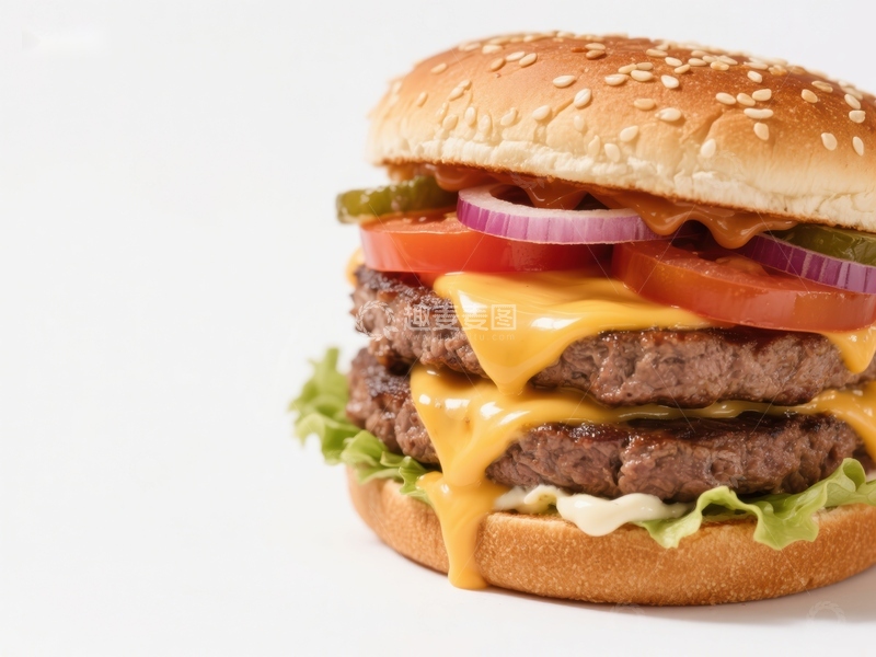 高清大图下载【趣麦麦图】双层芝士汉堡特写