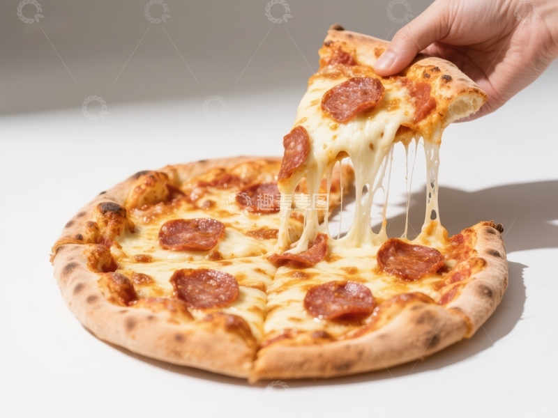 高清大图下载【趣麦麦图】手撕披萨，奶酪拉丝诱人