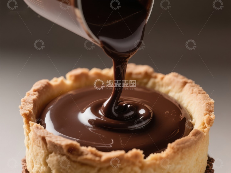 高清大图下载【趣麦麦图】巧克力酱缓缓倒入甜点中