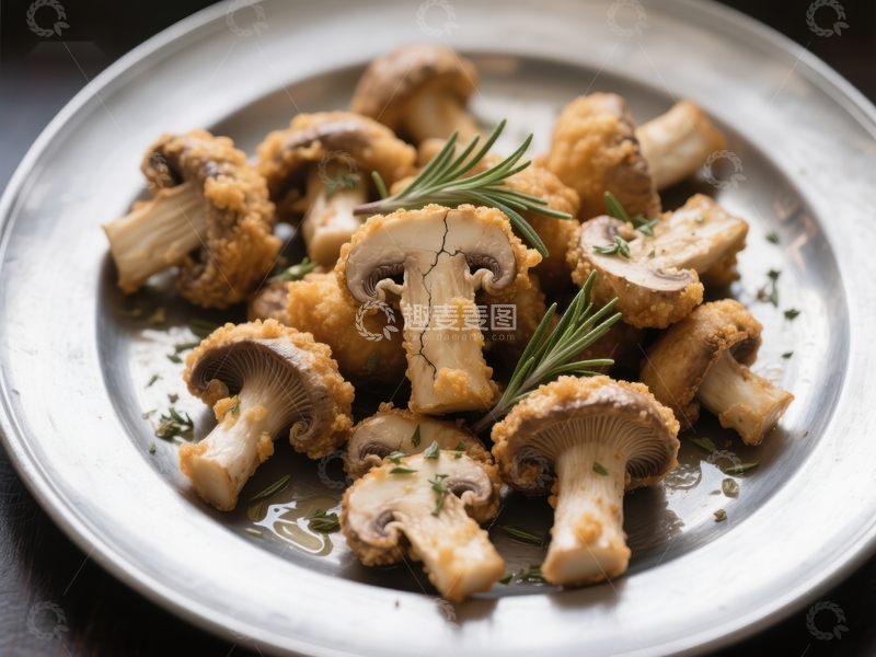 高清大图下载【趣麦麦图】香煎蘑菇配迷迭香