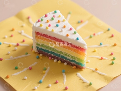 彩虹蛋糕切片，色彩斑斓的甜点