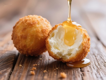 蜂蜜淋在炸奶球上