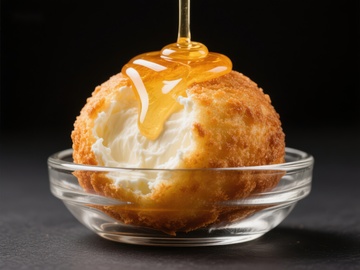 蜂蜜淋在炸鲜奶球上