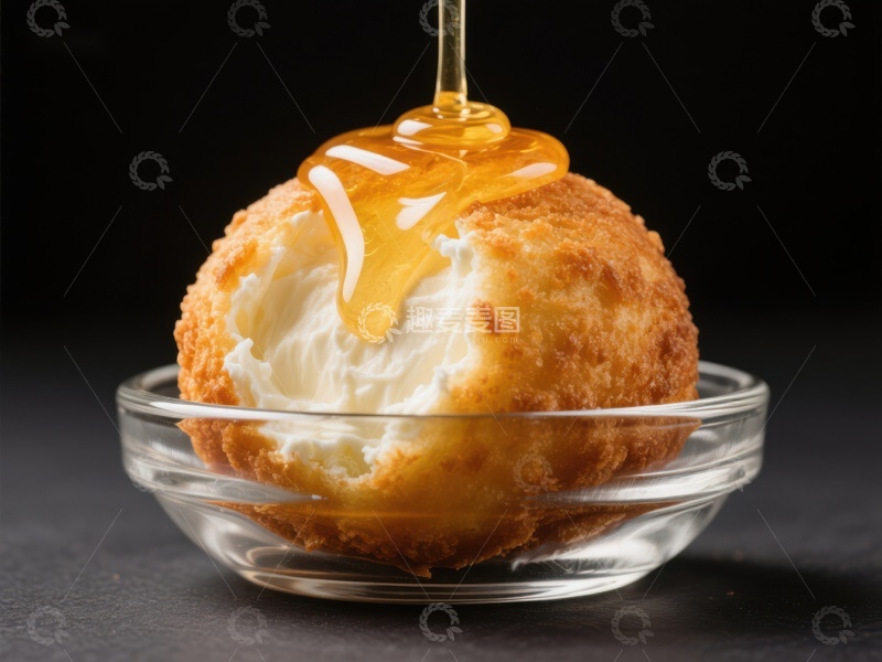高清大图下载【趣麦麦图】蜂蜜淋在炸鲜奶球上