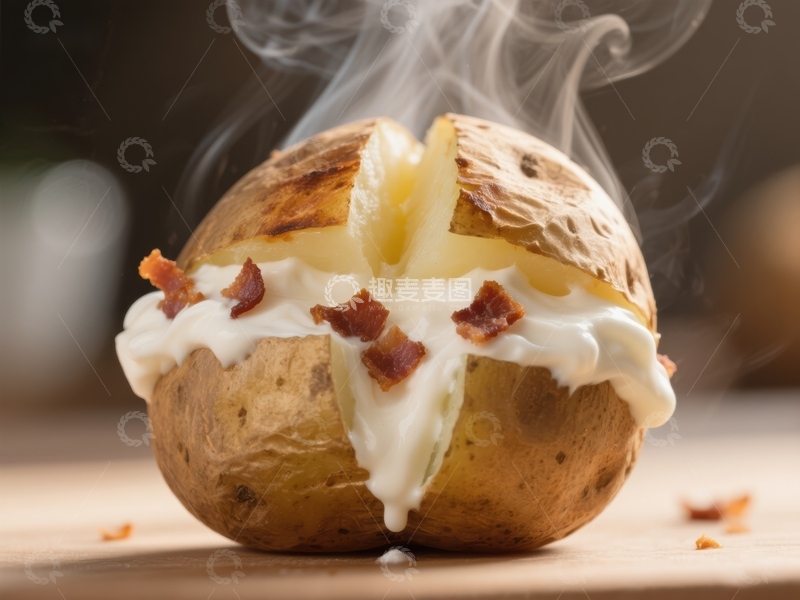 高清大图下载【趣麦麦图】热腾腾的奶油培根烤土豆
