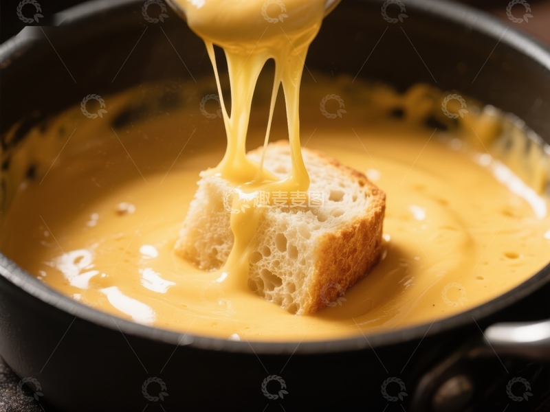 高清大图下载【趣麦麦图】芝士火锅与面包的完美结合