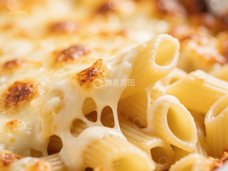 高清大图下载【趣麦麦图】浓郁芝士焗意面特写