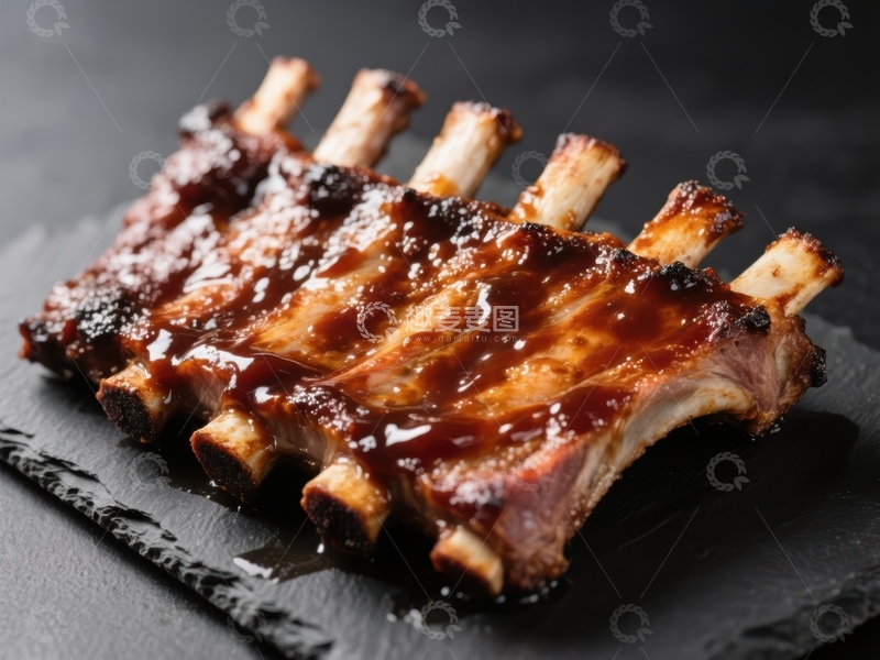 高清大图下载【趣麦麦图】美味烤肋排，酱汁浓郁