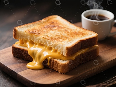 热融芝士三明治配咖啡