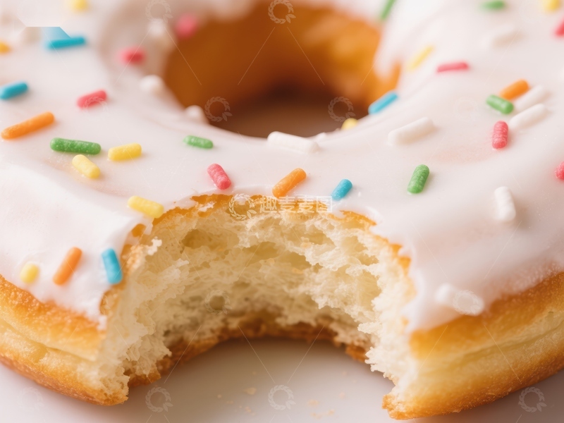 高清大图下载【趣麦麦图】奶油甜甜圈，点缀彩色糖粒