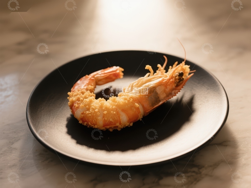 高清大图下载【趣麦麦图】金黄酥脆的炸虾特写