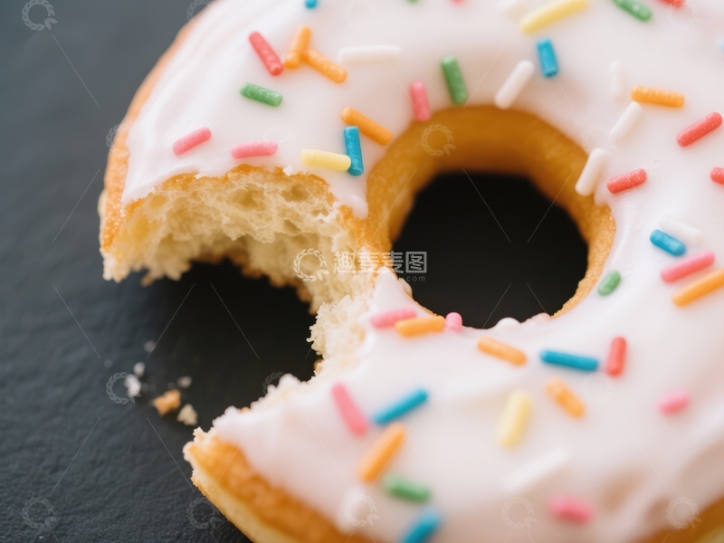高清大图下载【趣麦麦图】奶油甜甜圈，彩色糖粒点缀