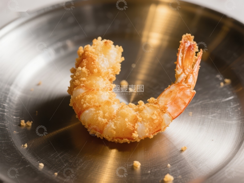 高清大图下载【趣麦麦图】金黄酥脆的炸虾特写